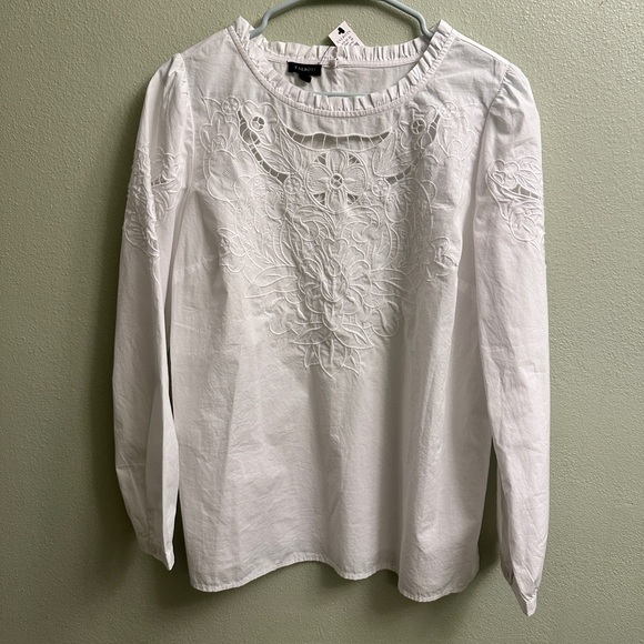 Talbots Tops - Talbots Eyelet Embroidery 3/4 Sleeve Top Size Medium White NWT!